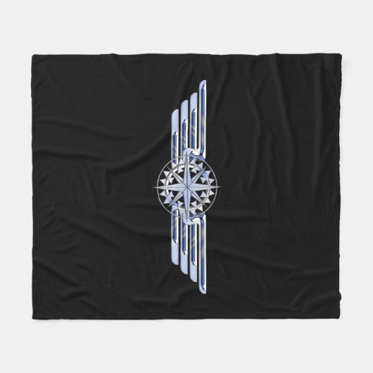 General Private Air Pilot Chrome wie Wings Black Fleecedecke (Vorderseite (Horizontal))