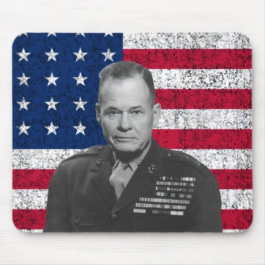 General Puller und die amerikanische Flagge Mousepad (Vorne)