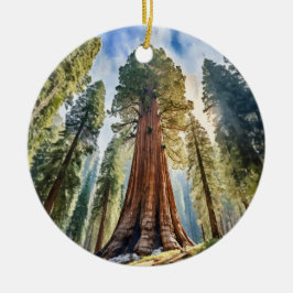 General Sherman Sequoia Nationalpark Watercolor Keramik Ornament