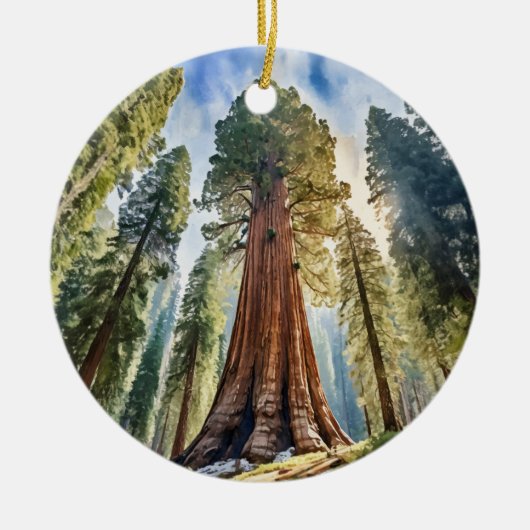 General Sherman Sequoia Nationalpark Watercolor Keramik Ornament (Vorne)