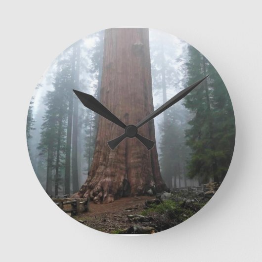 General Sherman Tree, Sequoia, CA Runde Wanduhr (Vorderseite)