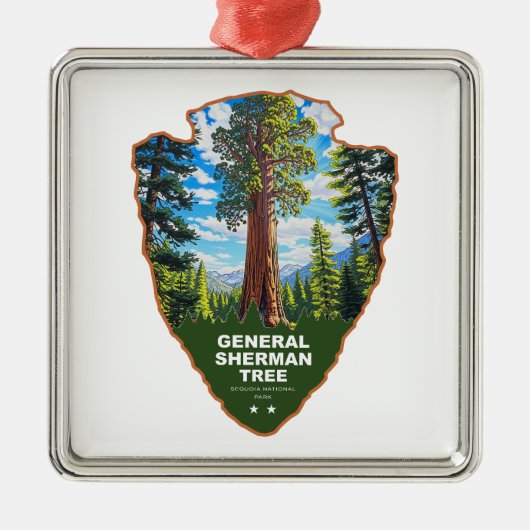 General Sherman Tree Sequoia NP Arrowhead Ornament Aus Metall (Vorne)