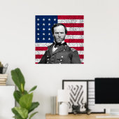 General Sherman und die amerikanische Flagge Poster (Heimbüro)