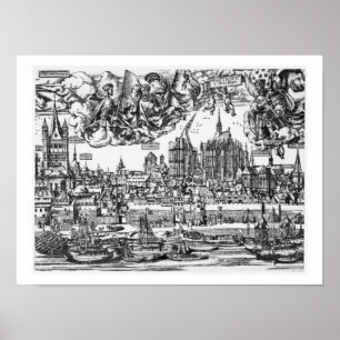 General View of Cologne, 1531 (engraving) (b/w pho Poster