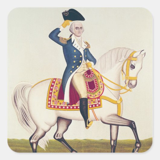 General Washington auf einer weißen Ladung, c.1835 Quadratischer Aufkleber (Vorderseite)