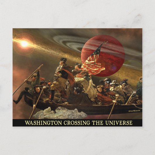 General Washington, der das Universum überquert Postkarte (Vorderseite)