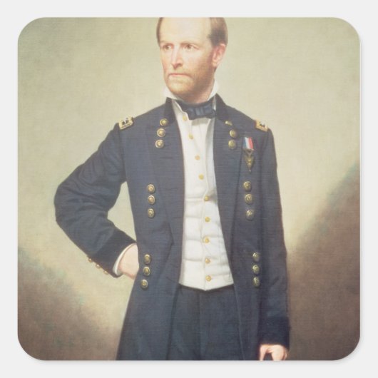 General William Sherman 1866 Quadratischer Aufkleber (Vorderseite)
