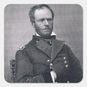 General William Tecumseh Sherman, graviert nach a Quadratischer Aufkleber