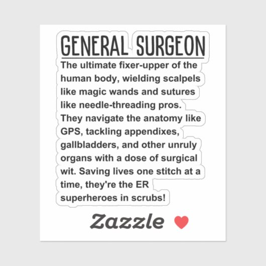 Generalchirurg Aufkleber (Blatt)