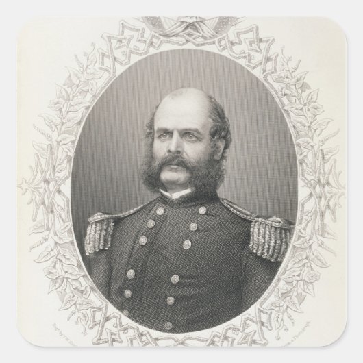 Generalmajor Ambrose Everett Burnside Quadratischer Aufkleber (Vorderseite)