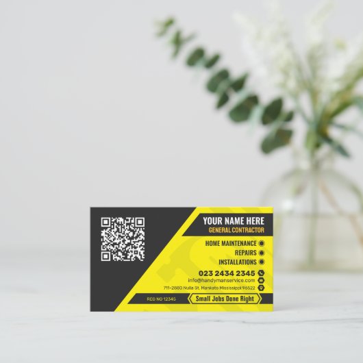Generalunternehmer, Handyman-Dienst, Bauwesen Visitenkarte (Stehend Vorderseite)
