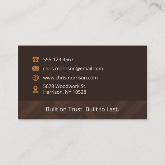 Generalunternehmer Handyman Holzschreiner Visitenkarte (Rückseite)