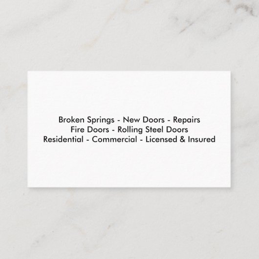 Generalunternehmer Visitenkarte (Rückseite)