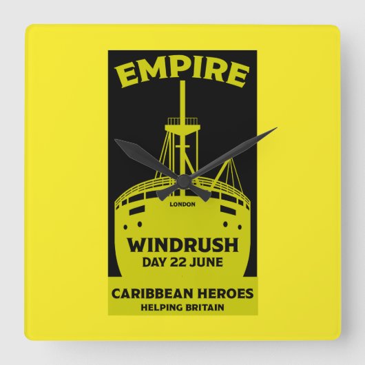 Generation Windrush Quadratische Wanduhr (Vorderseite)