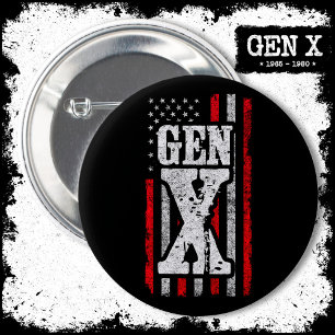 Generation X - Amerikanische Flagge - Proud Gen Xe Button