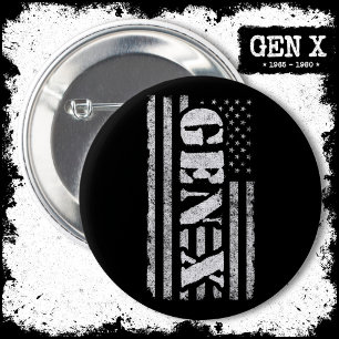 Generation X - Amerikanische Flagge - Proud Gen Xe Button