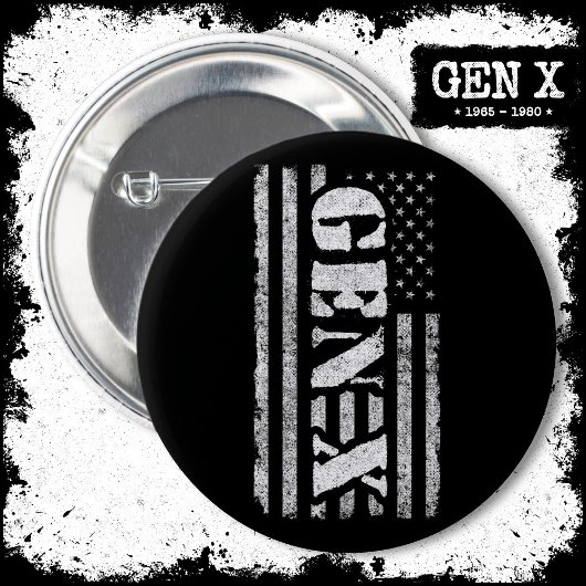 Generation X - Amerikanische Flagge - Proud Gen Xe Button