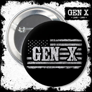 Generation X - Amerikanische Flagge - Proud Gen Xe Button