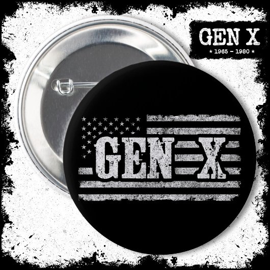 Generation X - Amerikanische Flagge - Proud Gen Xe Button