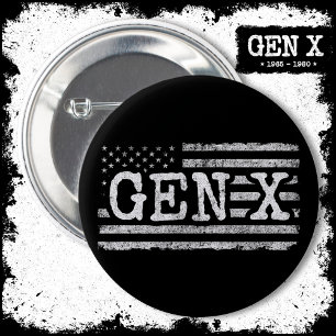 Generation X - Amerikanische Flagge - Proud Gen Xe Button