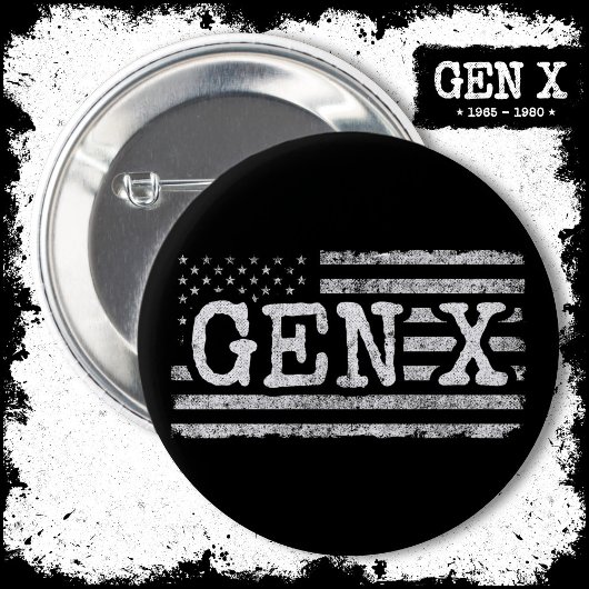 Generation X - Amerikanische Flagge - Proud Gen Xe Button