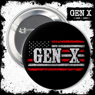 Generation X - Amerikanische Flagge - Proud Gen Xe Button