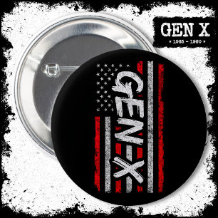 Generation X - Amerikanische Flagge - Proud Gen Xe Button