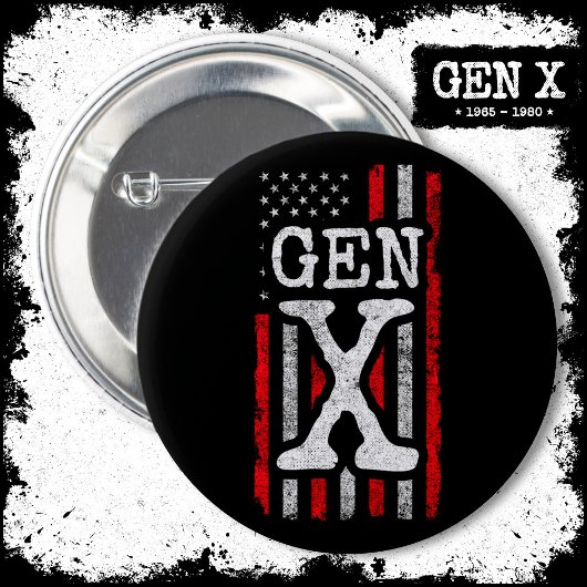 Generation X - Amerikanische Flagge - Proud Gen Xe Button