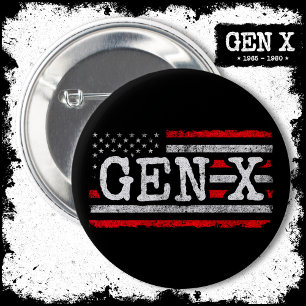 Generation X - Amerikanische Flagge - Proud Gen Xe Button