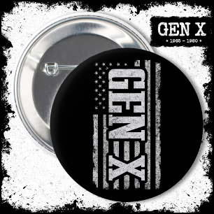 Generation X - Amerikanische Flagge - Proud Gen Xe Button