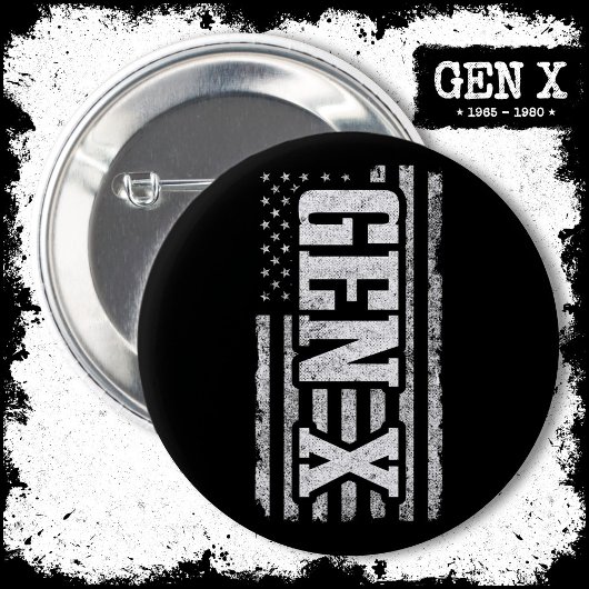 Generation X - Amerikanische Flagge - Proud Gen Xe Button