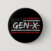 Generation X - Amerikanische Flagge - Proud Gen Xe Button (Vorderseite)
