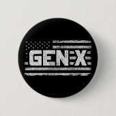 Generation X - Amerikanische Flagge - Proud Gen Xe Button (Vorderseite)