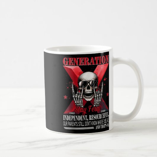 Generation X Bleibe Feral Funny Skeleton Gen X Spa Kaffeetasse (Rechts)