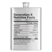 Generation X | Fun Nutrition Facts Sarcasm Neglect Flachmann (Vorderseite)