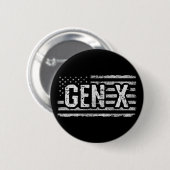 Generation X Gen Xer American Flag Proud Gen X Button (Vorne & Hinten)