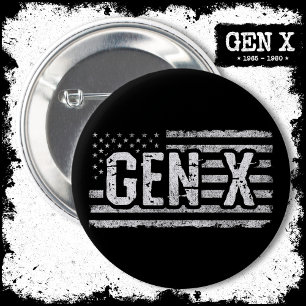 Generation X Gen Xer American Flag Proud Gen X Button