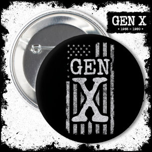 Generation X Gen Xer American Flag Proud Gen X Button