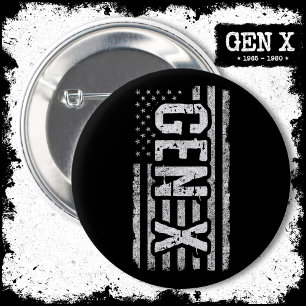 Generation X Gen Xer American Flag Proud Gen X Button