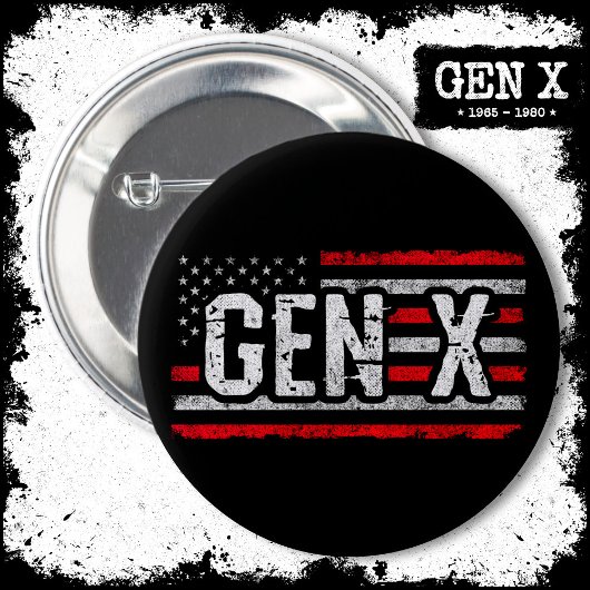 Generation X Gen Xer American Flag Proud Gen X Button