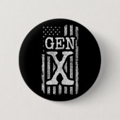 Generation X Gen Xer American Flag Proud Gen X Button (Vorderseite)