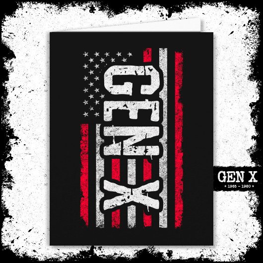 Generation X Gen Xer American Flag Proud Gen X Karte