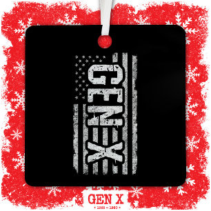 Generation X Gen Xer American Flag Proud Gen X Ornament Aus Metall