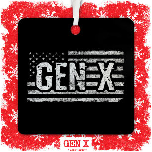 Generation X Gen Xer American Flag Proud Gen X Ornament Aus Metall