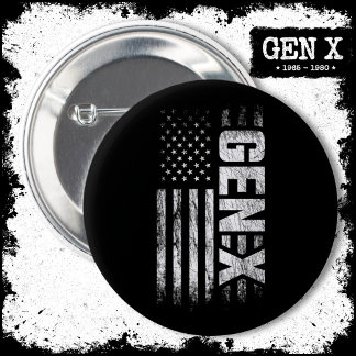 Generation X Gen Xer Gen X American Flag Gen X Button