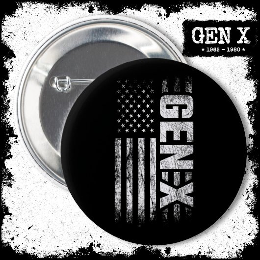 Generation X Gen Xer Gen X American Flag Gen X Button
