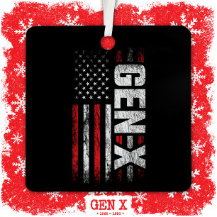 Generation X Gen Xer Gen X American Flag Gen X Ornament Aus Metall