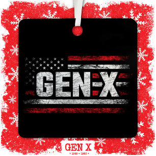 Generation X Gen Xer Gen X American Flag Gen X Ornament Aus Metall