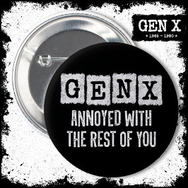 Generation X Gen Xer hat sich über die Erholung vo Button