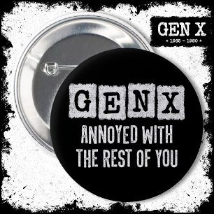Generation X Gen Xer hat sich über die Erholung vo Button